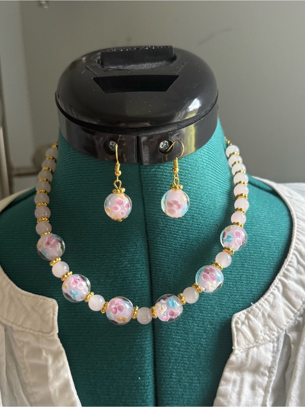 Lampwork glass jewelry set